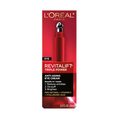 L'Oreal Paris Revitalift Triple Power Anti-Aging Eye Cream, Pro Retinol, Hyaluronic Acid & Vitamin C, Reduce Wrinkles & Puffiness 0.5 fl. oz.